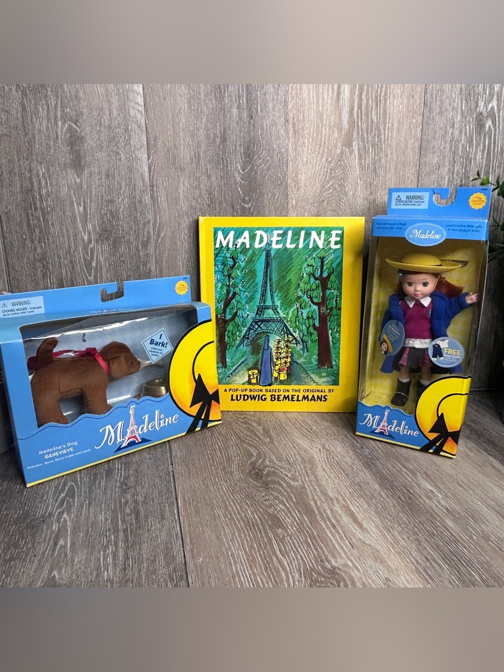 Vintage Madeline Collector Lot - Doll, Genevieve Dog Plush, Pop-Up Book NIB